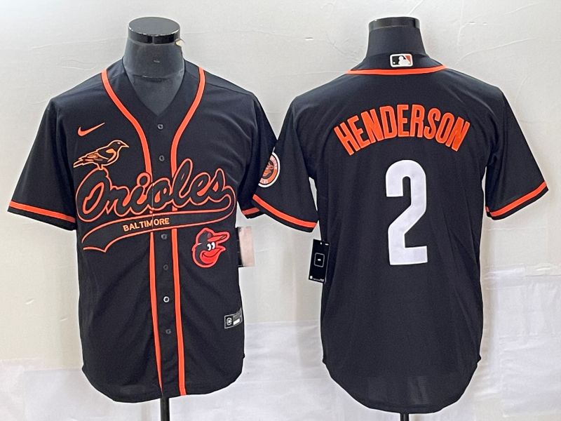 Men Baltimore Orioles 2 Henderson Black Co Branding Nike Game MLB Jersey style 2